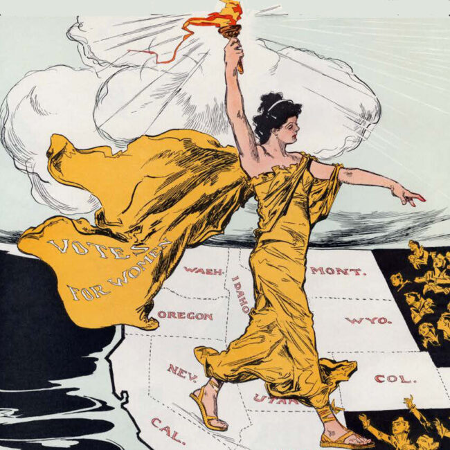 woman walks across USA map with torch cape for voting