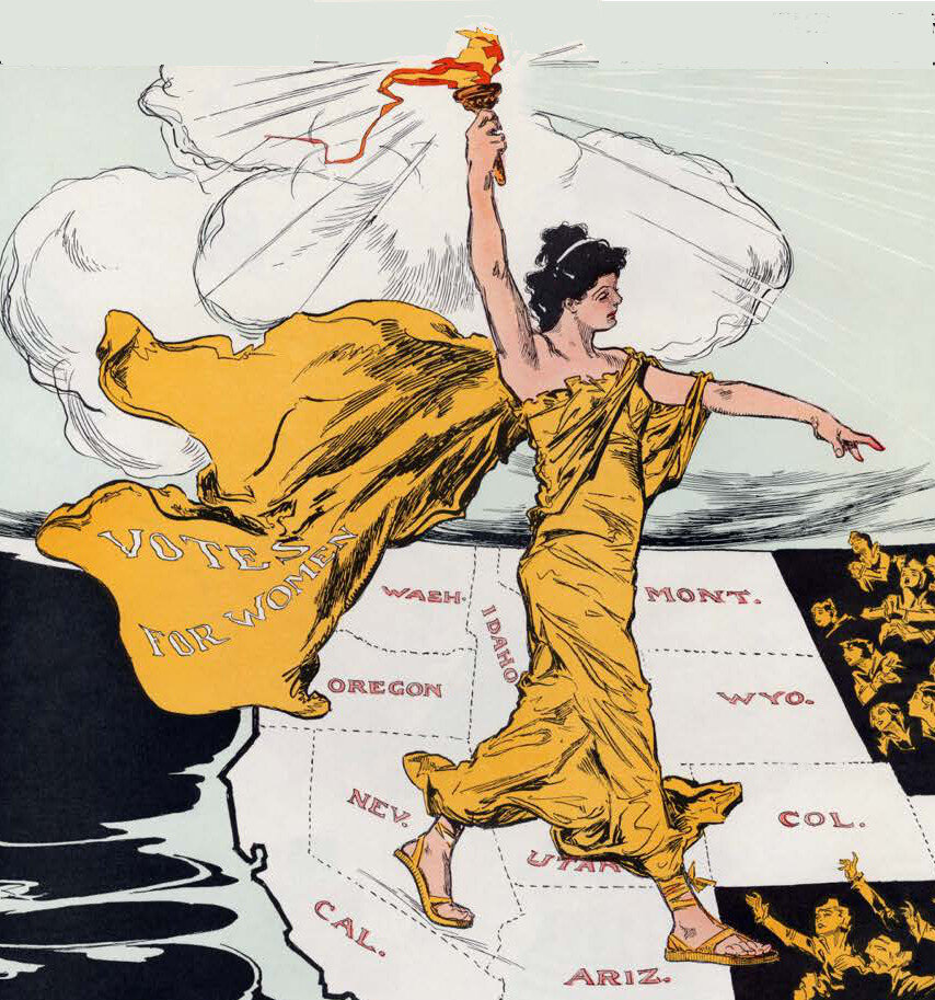 woman walks across USA map with torch cape for voting