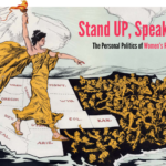 lady liberty walking across the USA map Stand Up Speak Out the personal politics of women's rights
