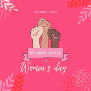 three multi-cultural fists raised for international womens day